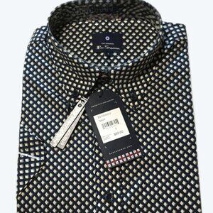 Ben Sherman Mens Shirt Size S Navy Mod Fit Classic Stretch Short Sleeve NWT